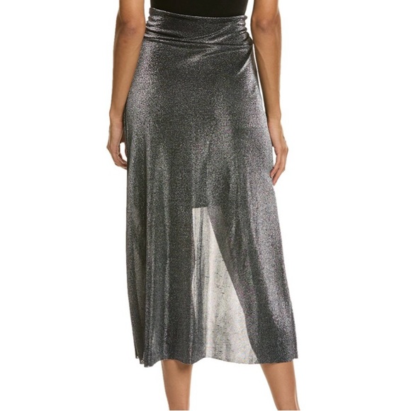 NWT All Saints Black Silver Sami Metallic Skirt - Sz 6 - Picture 2 of 7
